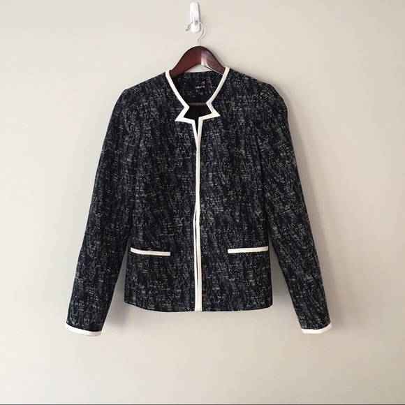 NWOT Black & White Trim Tweed Blazer - Picture 2 of 7